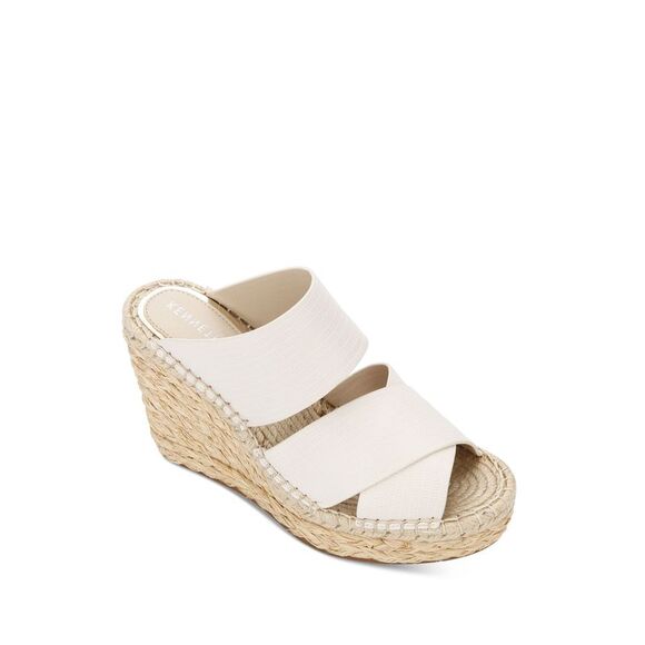 KENNETH COLE Shoes - KENNETH COLE Womens Beige Lizard 1" Platform Olivia X Band Wedge Shoes 9 M